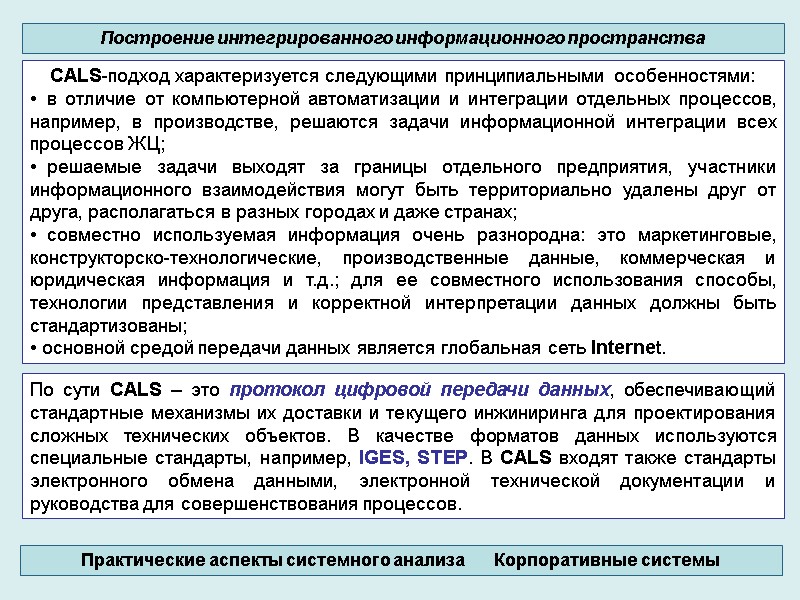 CALS-подход характеризуется следующими принципиальными особенностями: в отличие от компьютерной автоматизации и интеграции CALS-подход характеризуется следующими принципиальными особенностями: в отличие от компьютерной автоматизации и интеграции